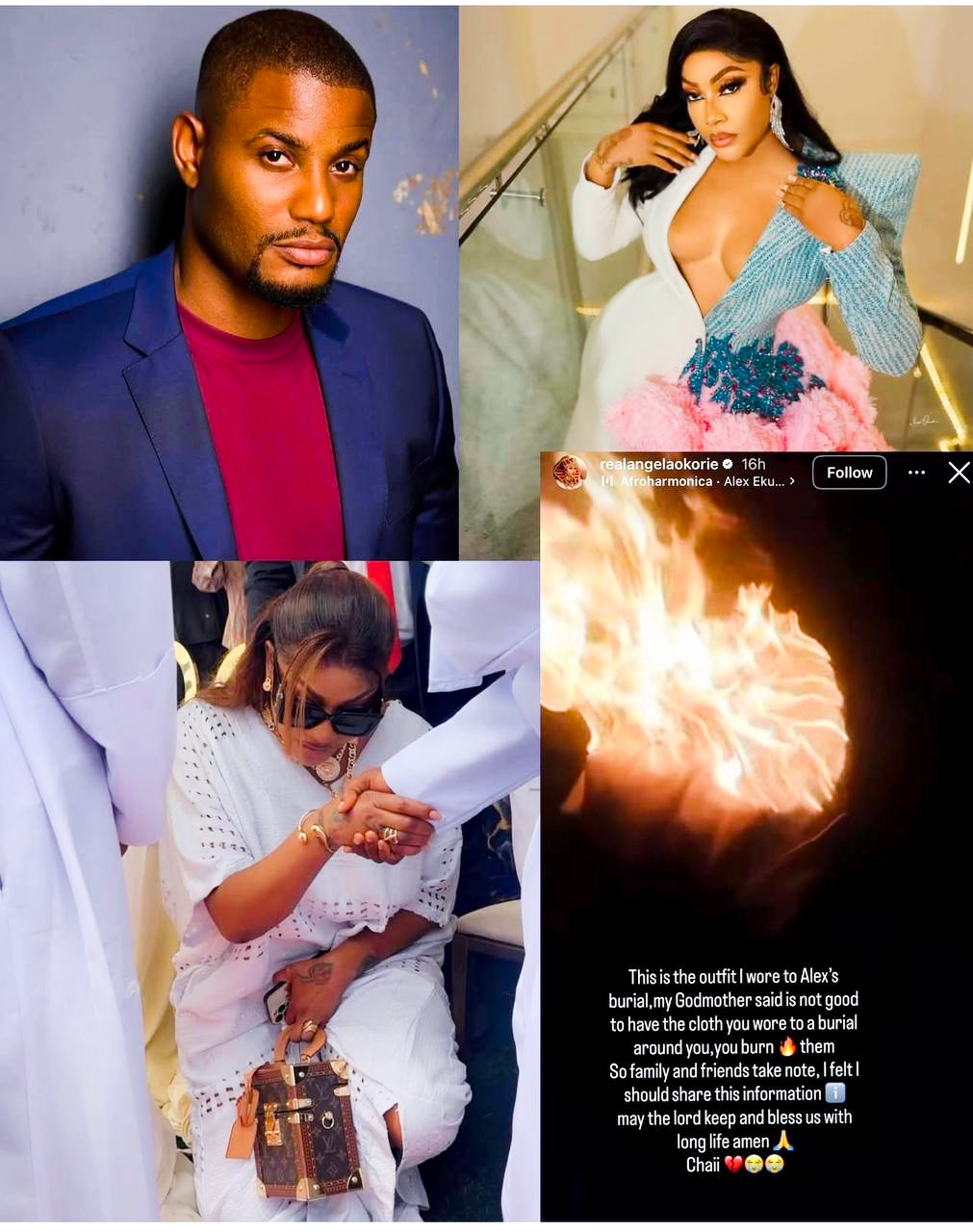 You are currently viewing Angela Okorie brûle la robe d’Alex Ekubo : « Je ne veux plus la voir ! » – Un geste choc qui divise la toile